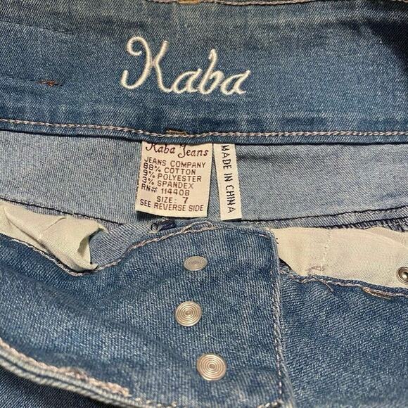 KABA Women’s Distressed, Denim Shorts, Size 7, Medium Blue, Gem Buttons/Zip - Picture 12 of 12